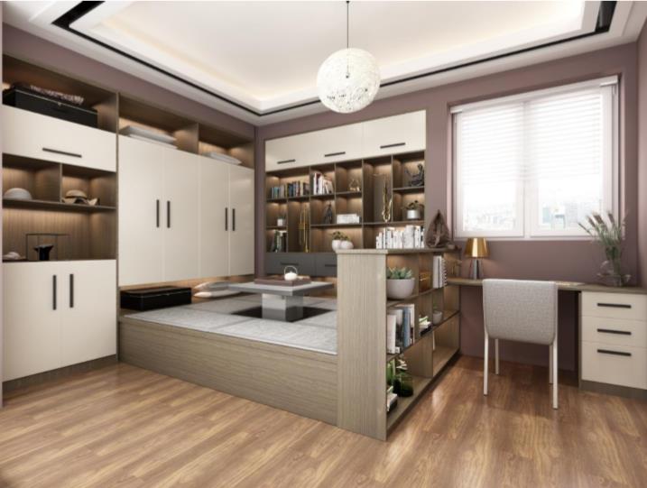 全鋁榻榻米-02（風格：現代；顏色：暖白胡桃）